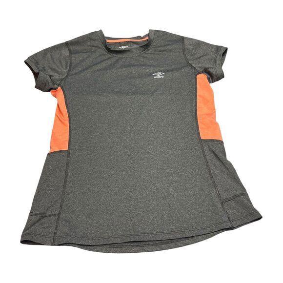 Umbro Running Shirt Women's Large Heather Gray Orange Polyester Stretch Pullover - Picture 1 of 7